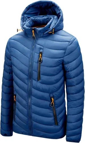 JEsilunmaMY Men's Puffer Jacket with Removable Hood Casual Insulated Hooded Padded Cotton Coat Slim Packable Down Jacket