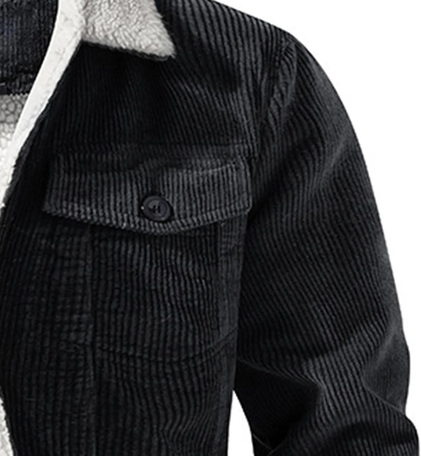 JEsilunmaMY Men's Sherpa Lined Winter Corduroy Jacket Button Down Wash Padded Coats Casual Fleece Cotton Cargo Jacket