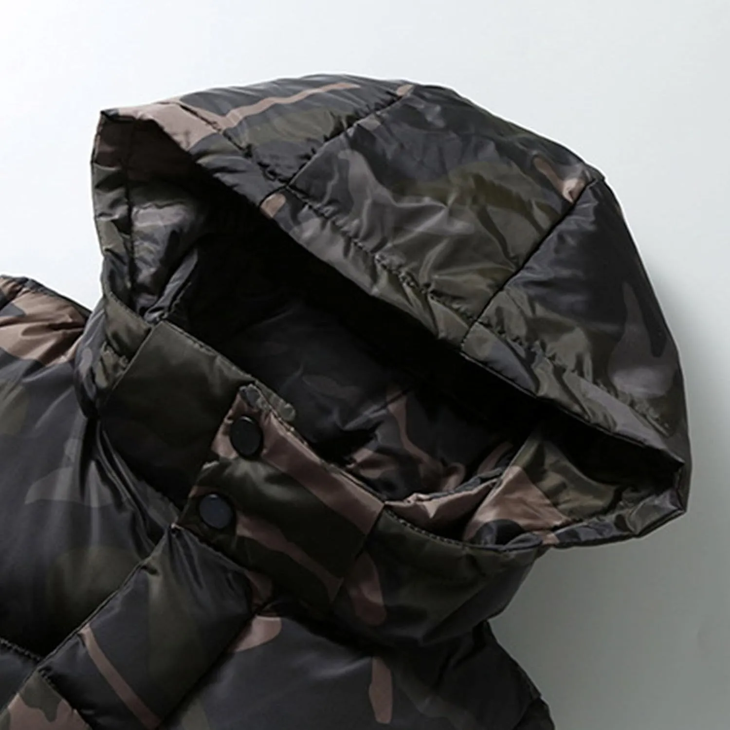 JEsilunmaMY Men's Sleeveless Camo Puffer Vest with Hood Fashion Sleeveless Sports Vest Jacket Casual Cotton Padded Vest Coats