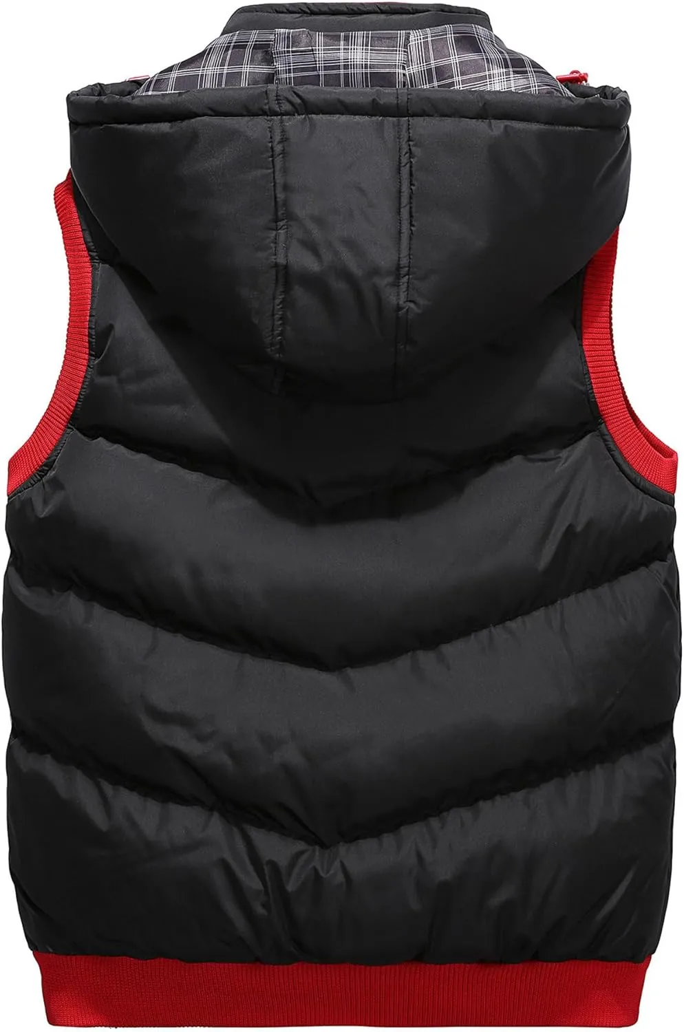 JEsilunmaMY Men's Solid Color Flannel Puffer Vest Sleeveless Down Vest with Detachable Hood Casual Cotton Padded Vest Coats