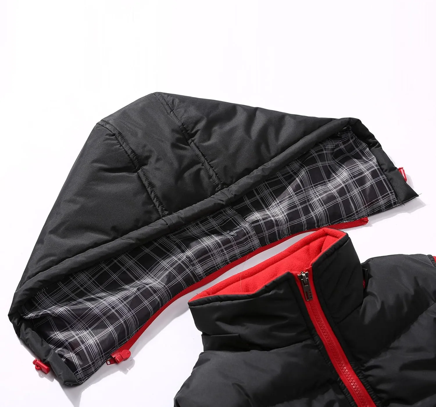 JEsilunmaMY Men's Solid Color Flannel Puffer Vest Sleeveless Down Vest with Detachable Hood Casual Cotton Padded Vest Coats