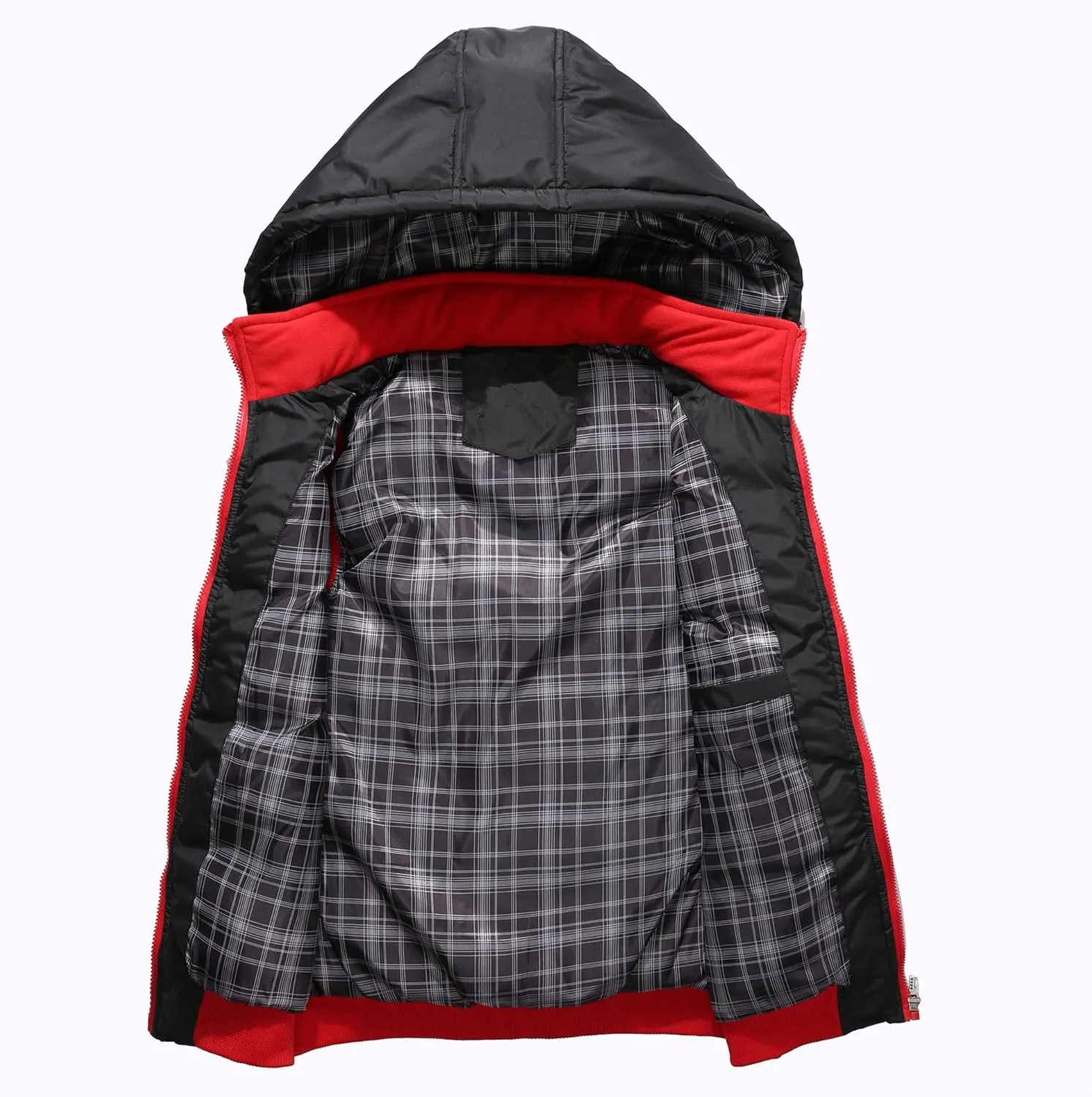 JEsilunmaMY Men's Solid Color Flannel Puffer Vest Sleeveless Down Vest with Detachable Hood Casual Cotton Padded Vest Coats