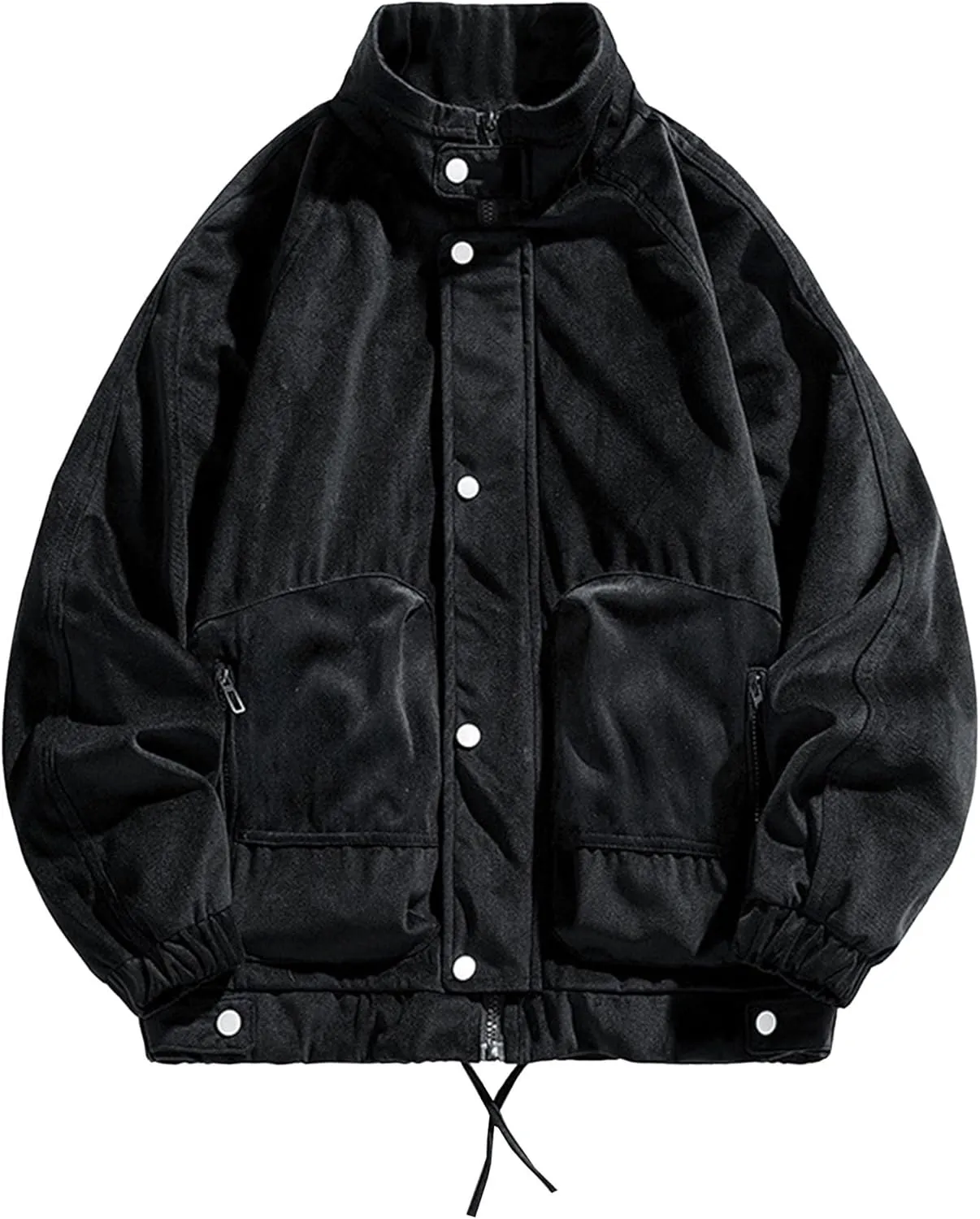 JEsilunmaMY Men's Stand Collar Padded Baseball Jacket Lightweight Cotton Cargo Coat with Zip Pocket Winter Warm Padded Coats