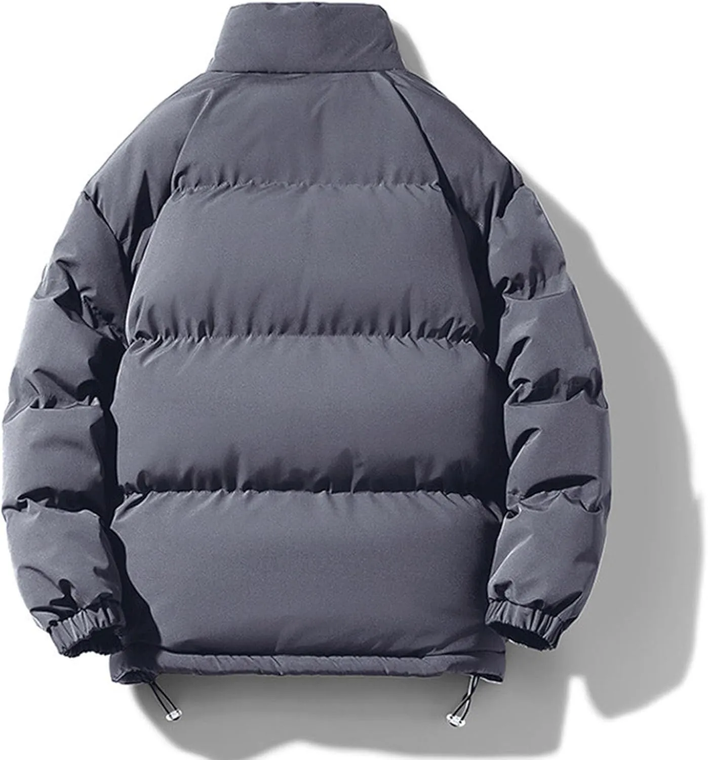 JEsilunmaMY Men's Stand Collar Short Down Jacket Thicken Warm Padded Cropped Puffer Jacket Vintage Loose Cotton Winter Coats