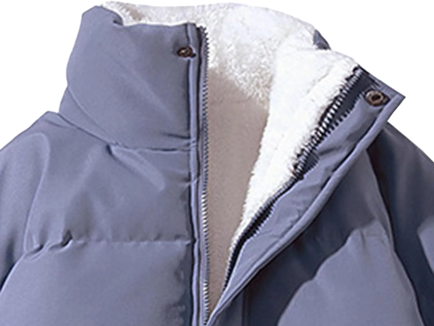 JEsilunmaMY Men's Stand Collar Short Down Jacket Thicken Warm Padded Cropped Puffer Jacket Vintage Loose Cotton Winter Coats