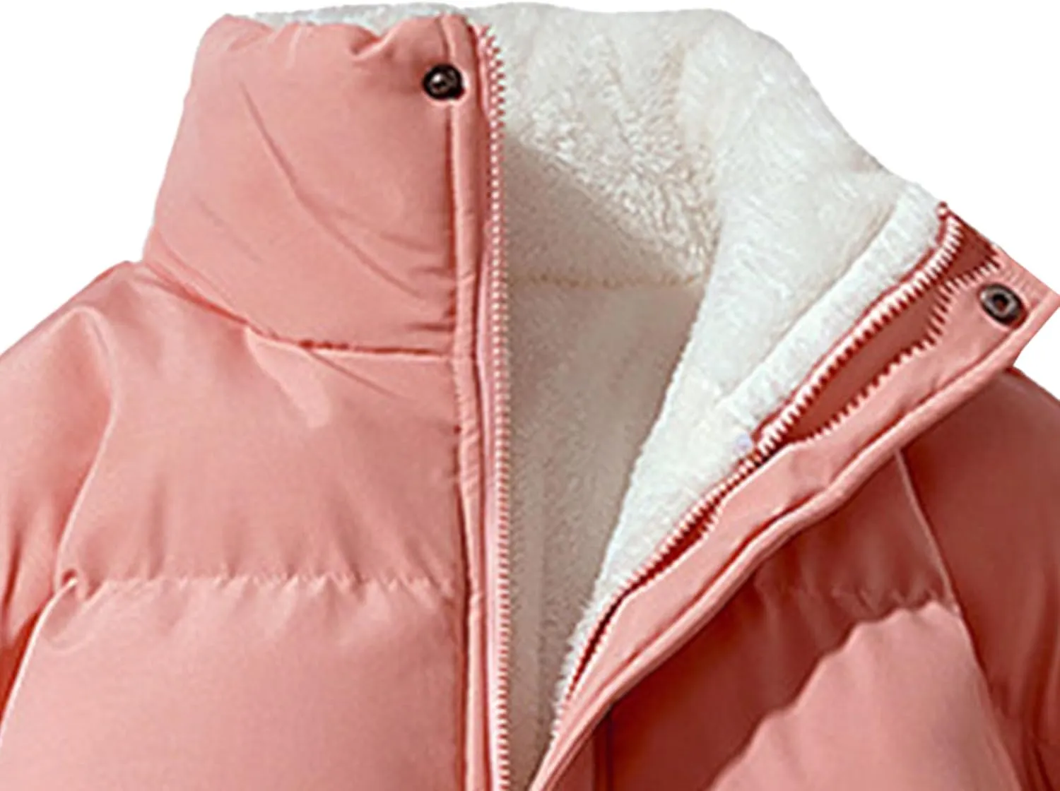 JEsilunmaMY Men's Stand Collar Short Down Jacket Thicken Warm Padded Cropped Puffer Jacket Vintage Loose Cotton Winter Coats