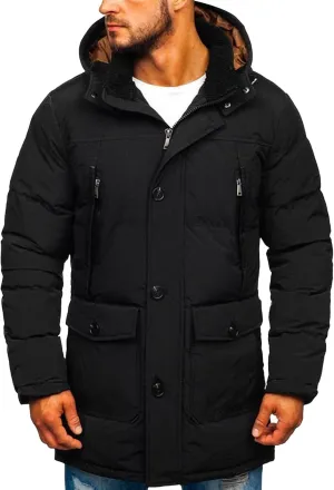 JEsilunmaMY Men's Thicken Parka Padded Puffer Jacket Windproof Cotton Winter Coat with Flap Pocket Warm Snow Ski Down Coats