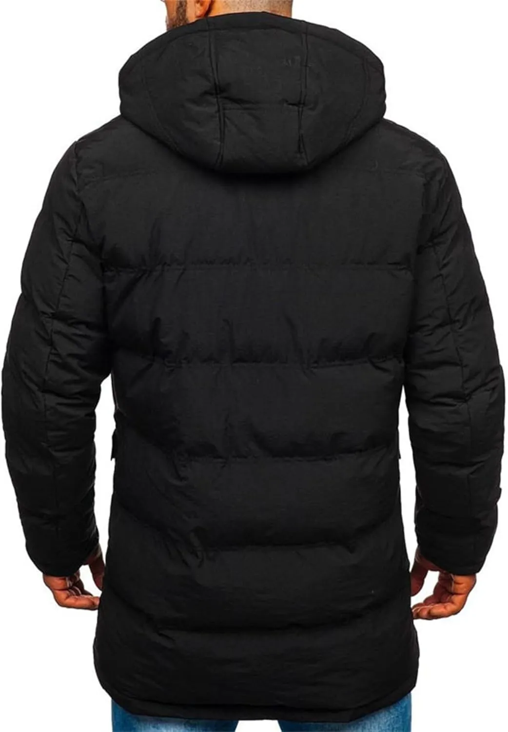 JEsilunmaMY Men's Thicken Parka Padded Puffer Jacket Windproof Cotton Winter Coat with Flap Pocket Warm Snow Ski Down Coats
