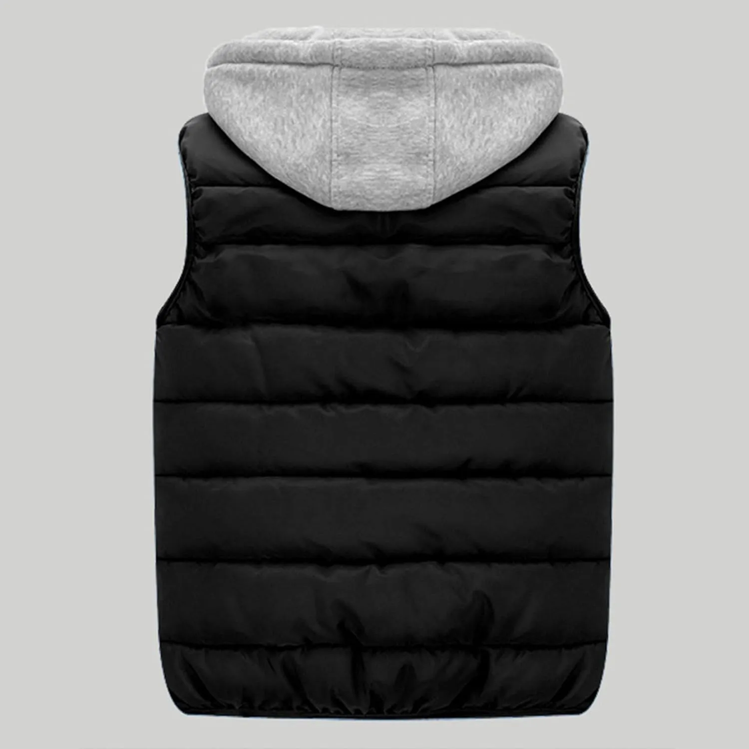 JEsilunmaMY Men's Winter Puffer Vest with Detachable Hood Sleeveless Thicken Warm Cotton Down Vest Casual Padded Vest Coats
