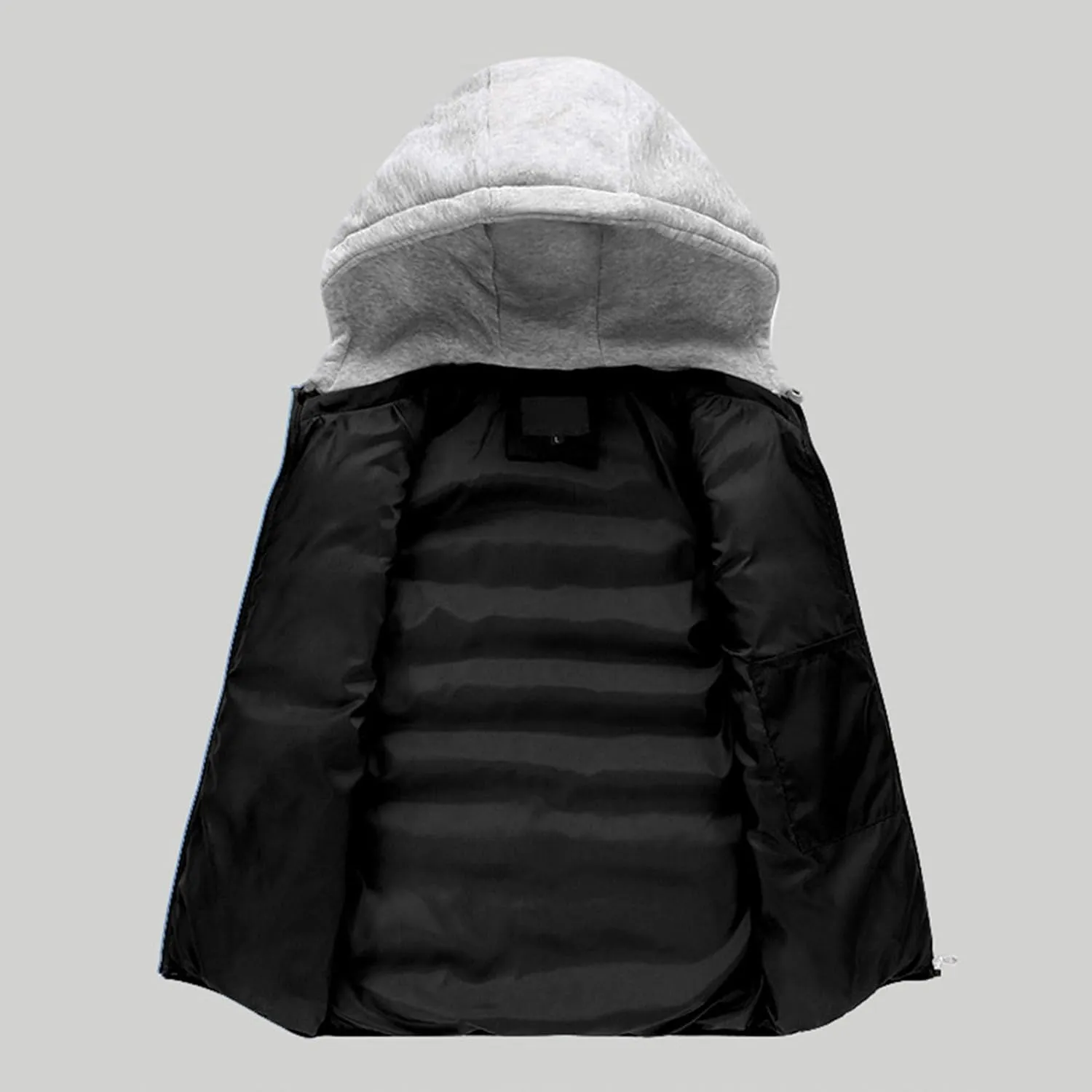 JEsilunmaMY Men's Winter Puffer Vest with Detachable Hood Sleeveless Thicken Warm Cotton Down Vest Casual Padded Vest Coats