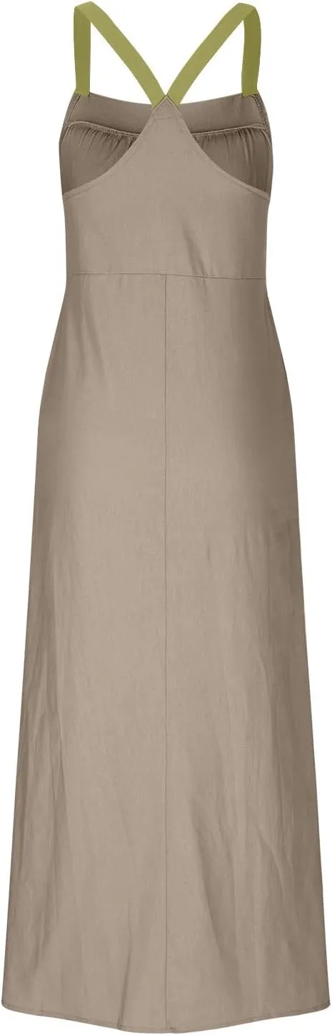 Linen Dresses for Women 2025 Spaghetti Strap Plus Size Cotton Clothes Soft Plus Size Beach Coverup Sundresses
