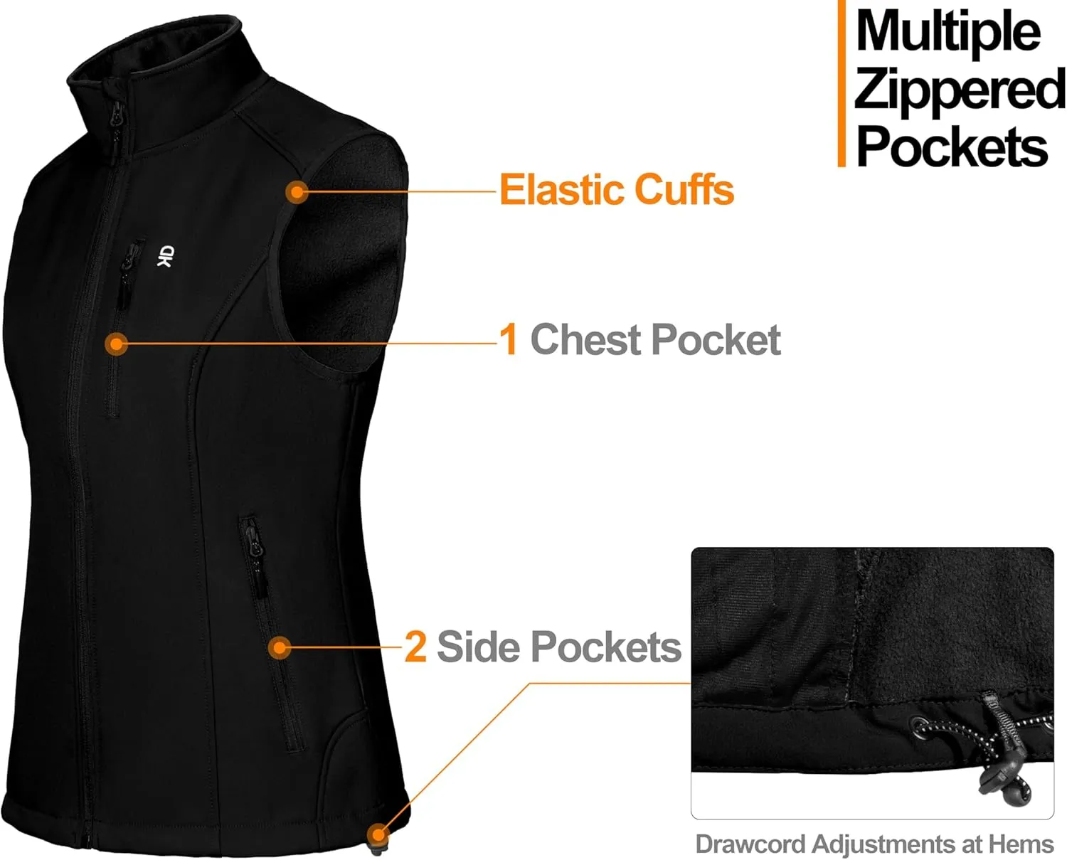 Little Donkey Andy Women's Lightweight Fleece lined Softshell Vests Windproof Sleeveless Jackets for Hiking Golf Travel
