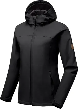Little Donkey Andy Women's Softshell Jacket Hooded Windproof Fleece Lined Jackets, Lightweight