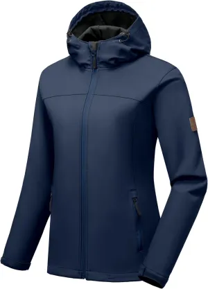 Little Donkey Andy Women's Softshell Jacket Hooded Windproof Fleece Lined Jackets, Lightweight