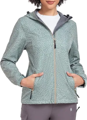 Little Donkey Andy Women's Softshell Jacket Hooded Windproof Fleece Lined Jackets, Lightweight