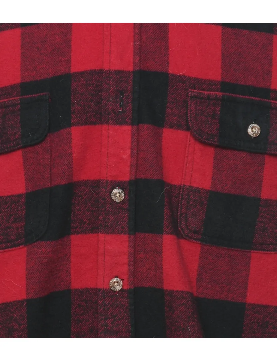 Long Sleeved Black & Red Checked Shirt - L