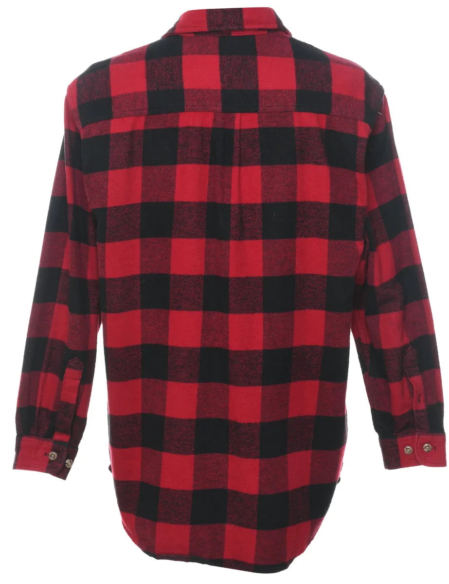 Long Sleeved Black & Red Checked Shirt - L