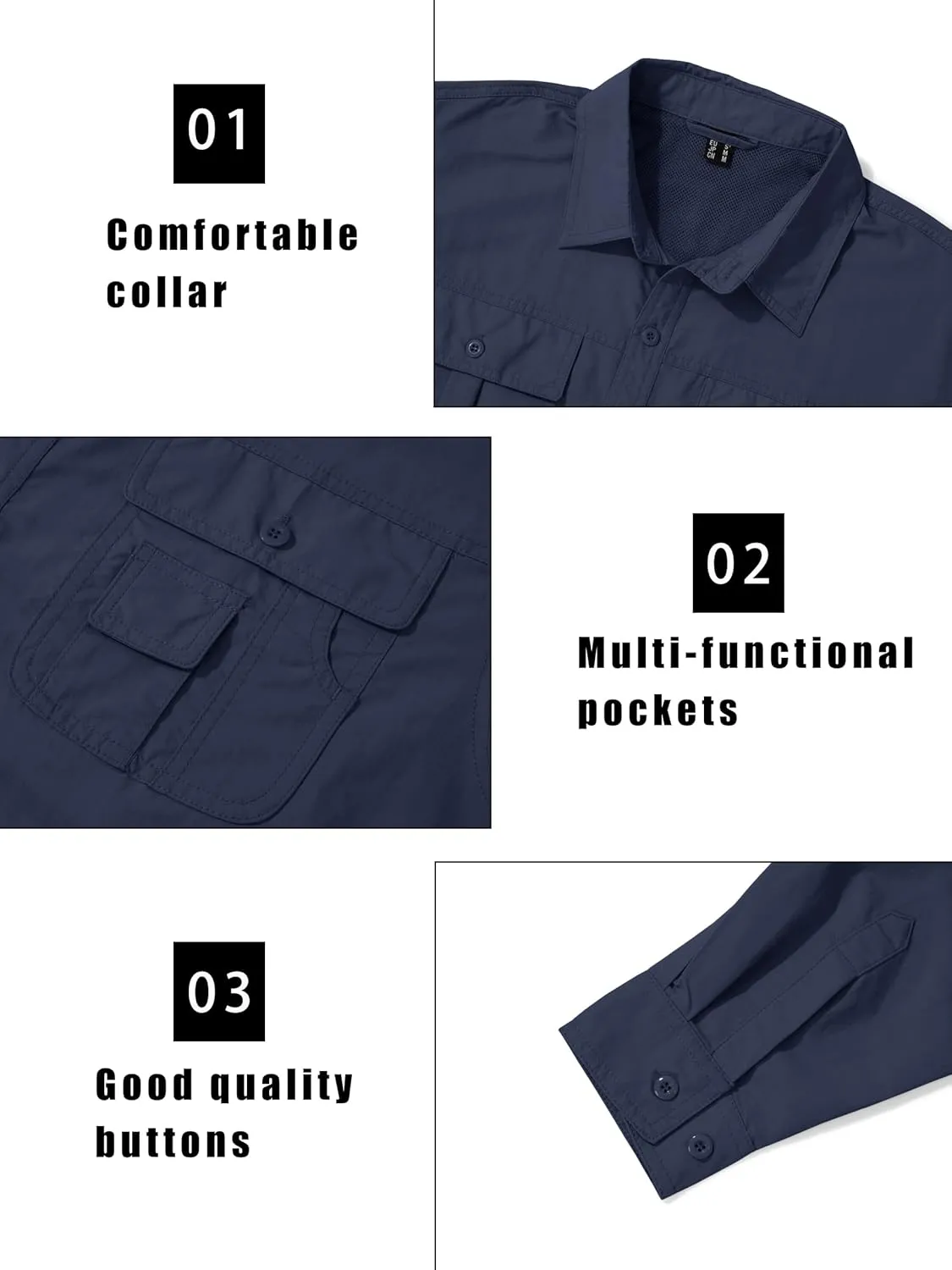 MAGCOMSEN Men's Convertible Work Shirts Quick Dry Breathable Button Down Long Sleeve Shirts for Outdoor, Fishing, Safari
