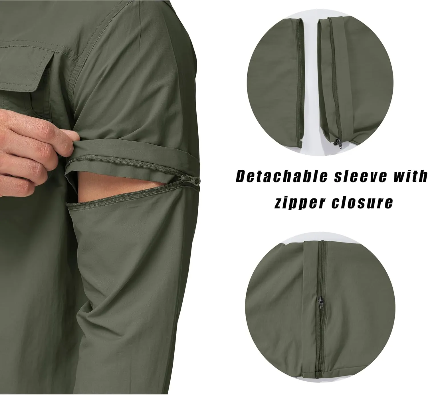 MAGCOMSEN Men's Convertible Work Shirts Quick Dry Breathable Button Down Long Sleeve Shirts for Outdoor, Fishing, Safari
