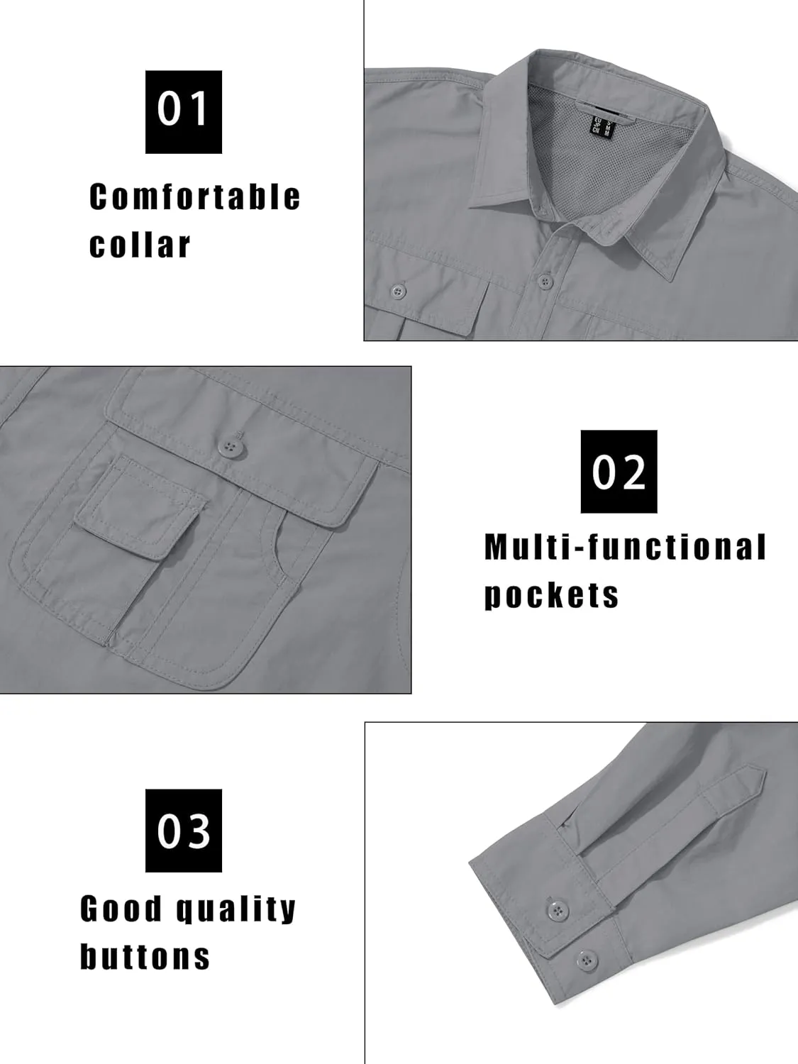 MAGCOMSEN Men's Convertible Work Shirts Quick Dry Breathable Button Down Long Sleeve Shirts for Outdoor, Fishing, Safari