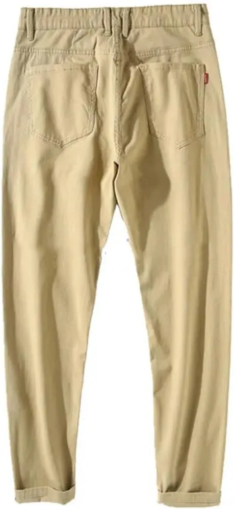 Men Spring-Autumn Casual Loose Slim Fit Pants Plus Size Stretch Cotton Male Ankle Long Pant