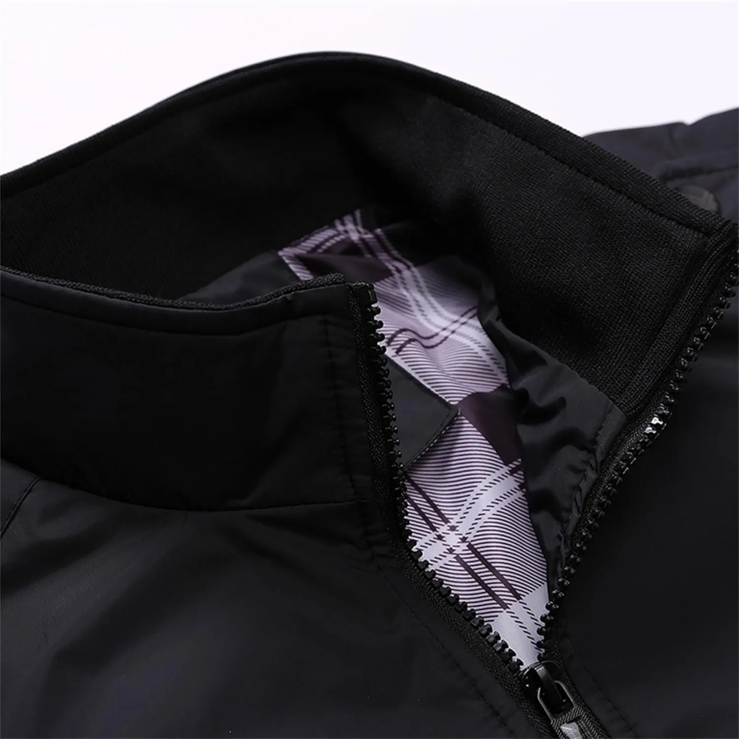Men's Casual Cotton Bomber Jacket Stand Collar Lightweight Flannel Jacket Casual Loose Padded Cargo Coats
