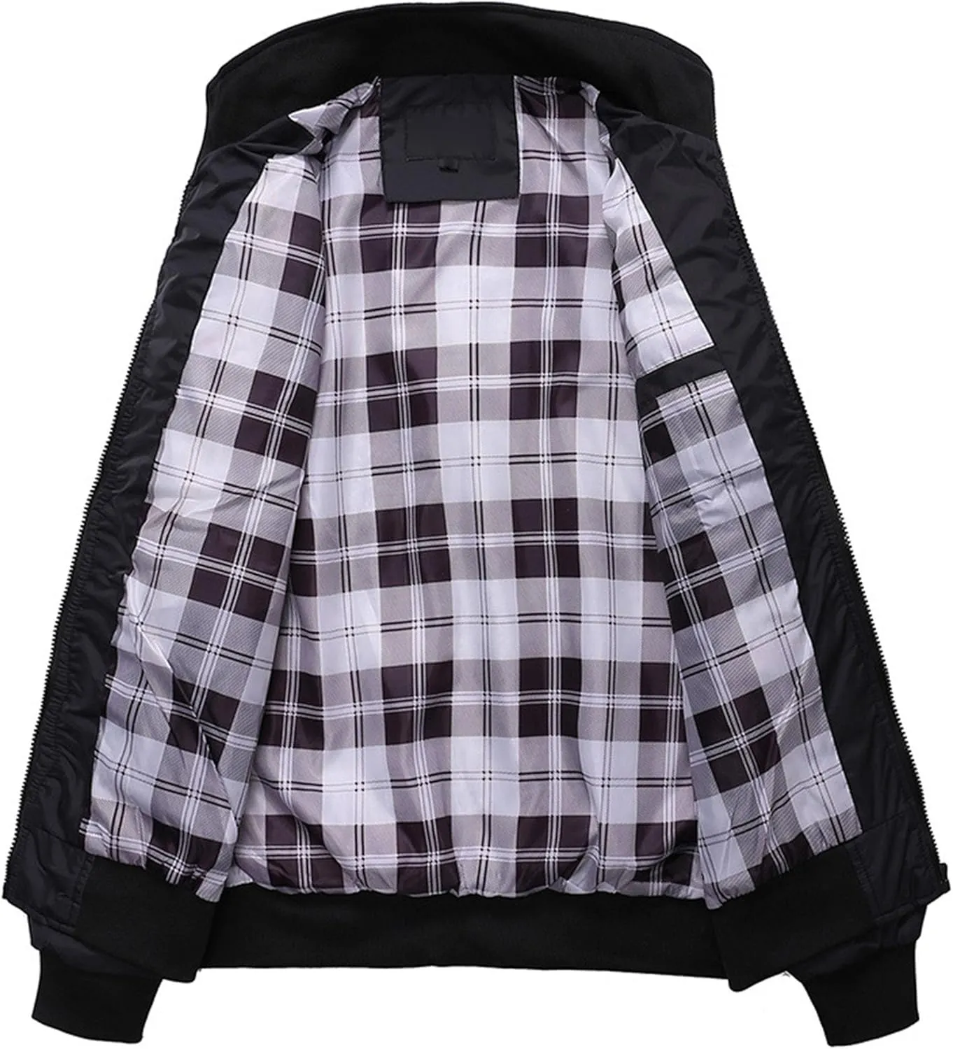 Men's Casual Cotton Bomber Jacket Stand Collar Lightweight Flannel Jacket Casual Loose Padded Cargo Coats