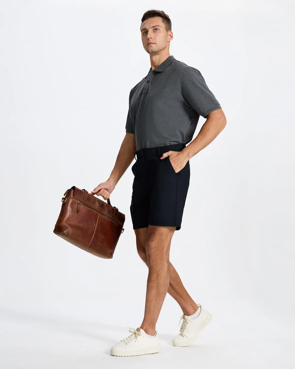 Men's Classic Fit 7/11 Inch Golf Shorts Lightweight Long Stretch Hiking Short with 4 Pockets for Casual Work