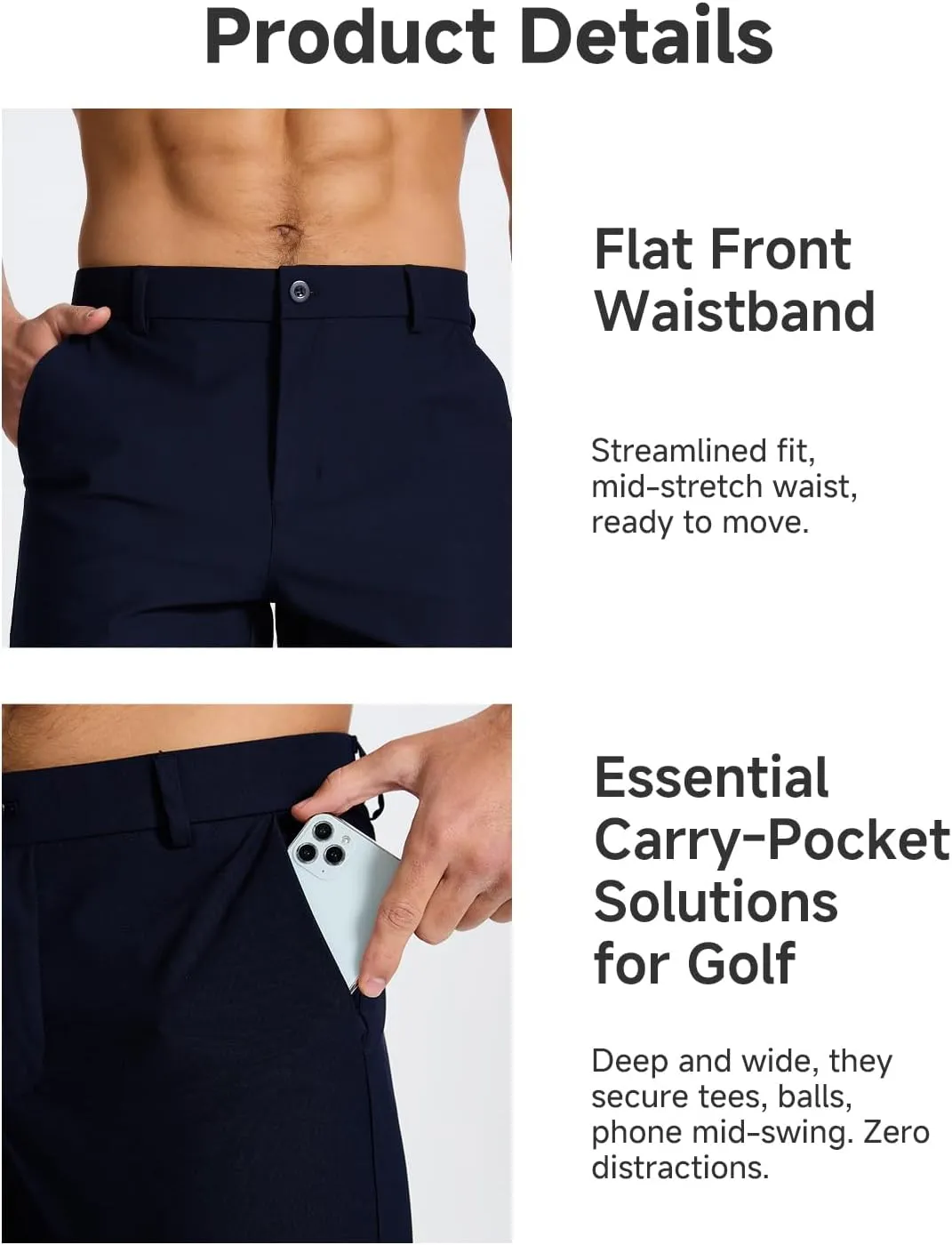 Men's Classic Fit 7/11 Inch Golf Shorts Lightweight Long Stretch Hiking Short with 4 Pockets for Casual Work
