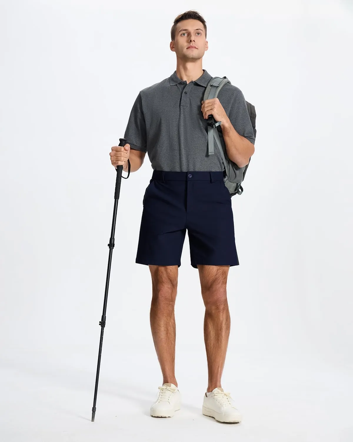 Men's Classic Fit 7/11 Inch Golf Shorts Lightweight Long Stretch Hiking Short with 4 Pockets for Casual Work