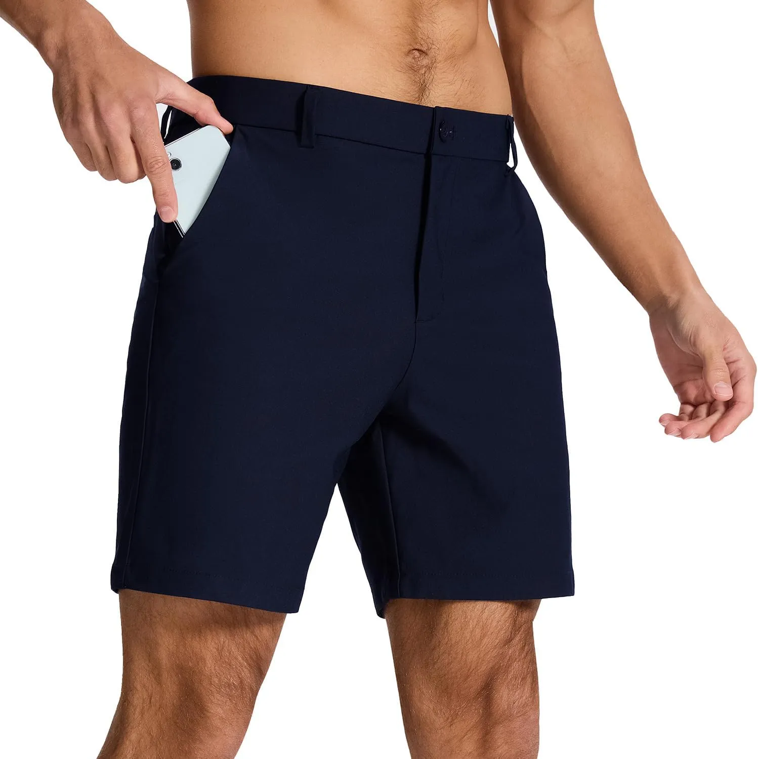 Men's Classic Fit 7/11 Inch Golf Shorts Lightweight Long Stretch Hiking Short with 4 Pockets for Casual Work