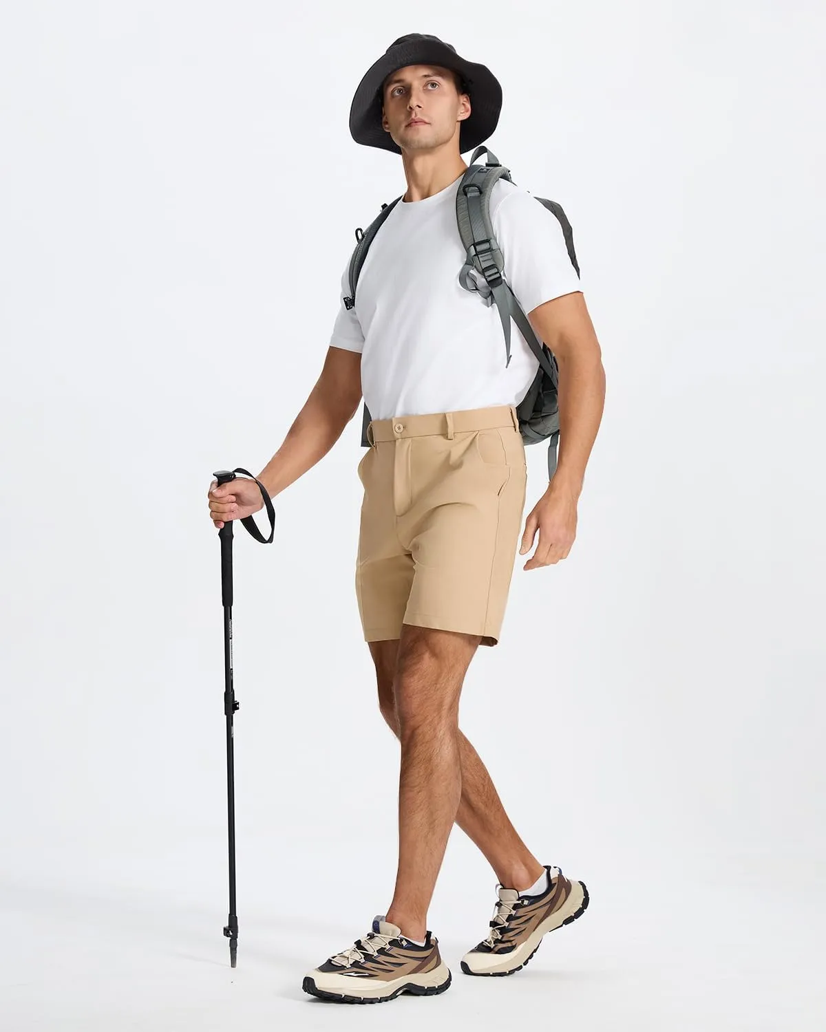 Men's Classic Fit 7/11 Inch Golf Shorts Lightweight Long Stretch Hiking Short with 4 Pockets for Casual Work