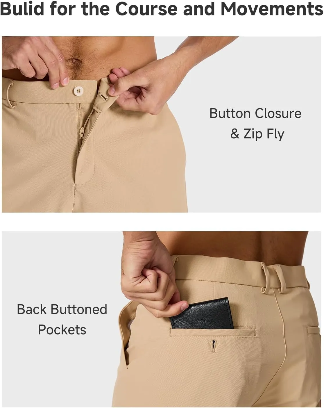 Men's Classic Fit 7/11 Inch Golf Shorts Lightweight Long Stretch Hiking Short with 4 Pockets for Casual Work