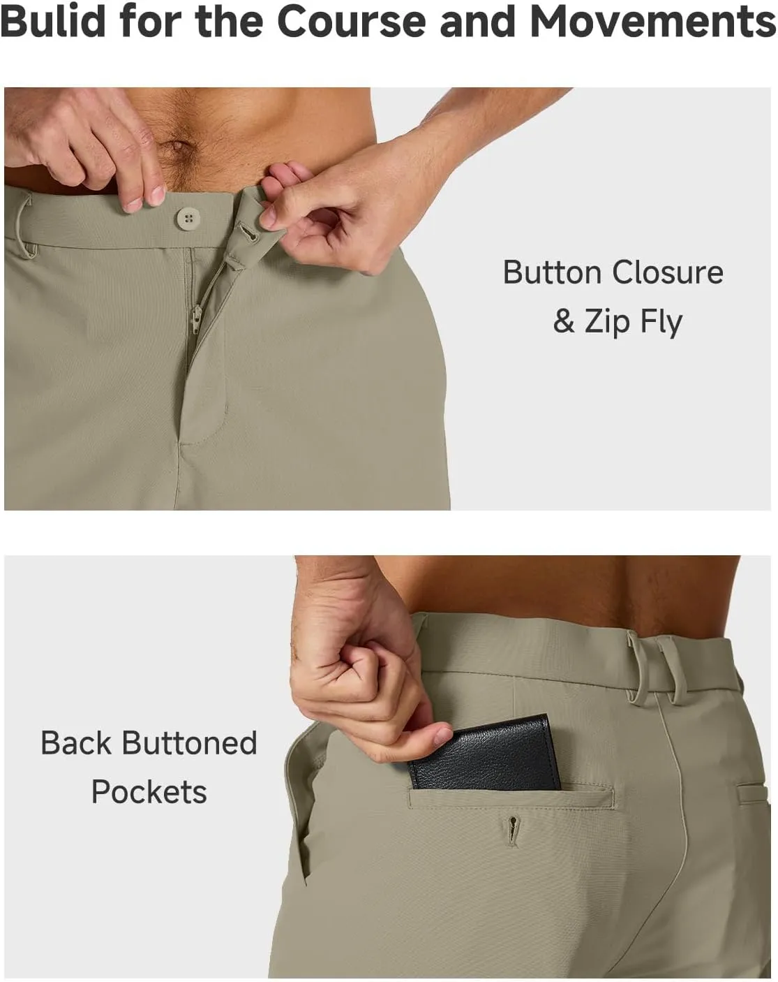 Men's Classic Fit 7/11 Inch Golf Shorts Lightweight Long Stretch Hiking Short with 4 Pockets for Casual Work