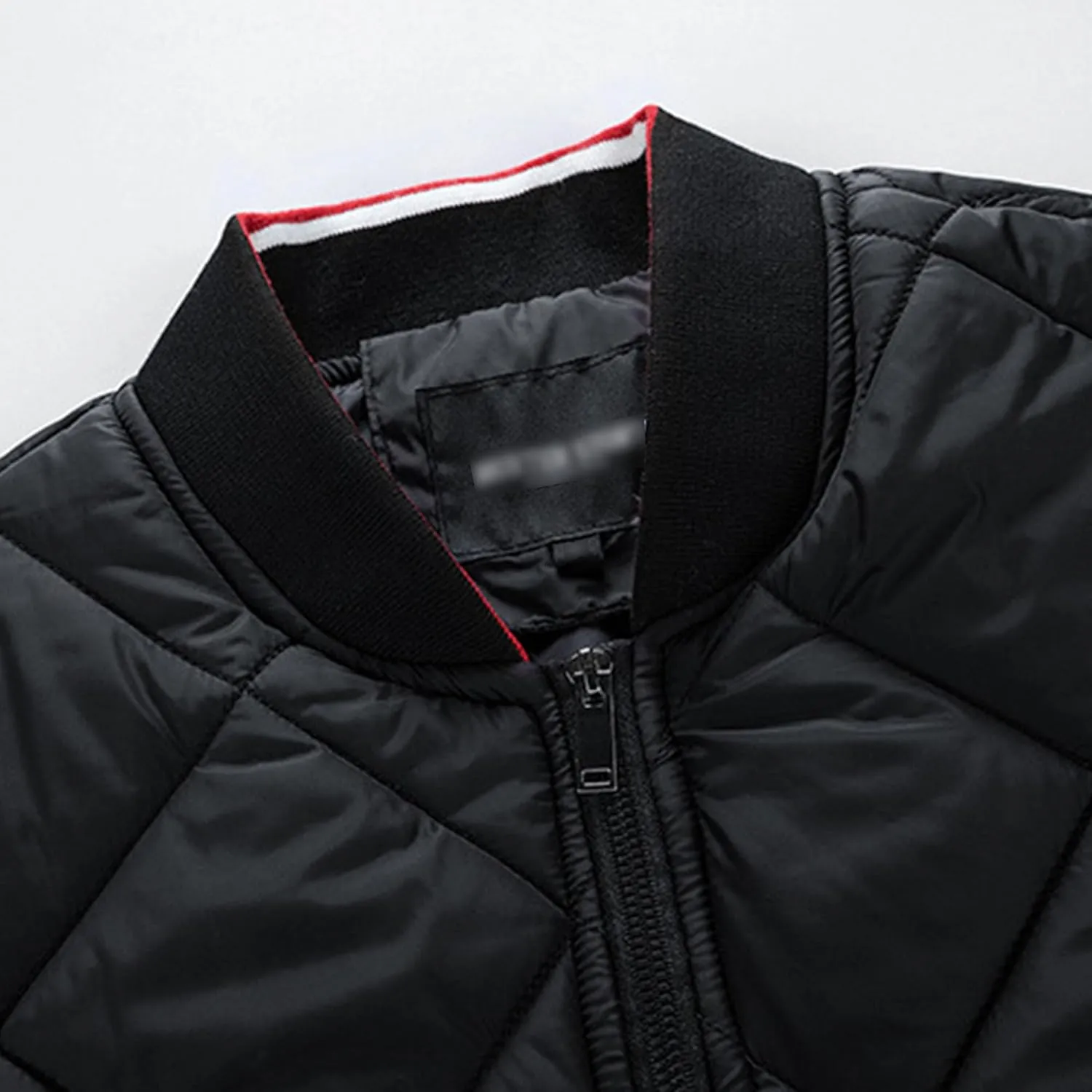 Mens Diamond Quilted Jacket Cotton Sportwear Full Zipper Bomber Coats Lightweight Padded Windbreaker Jackets
