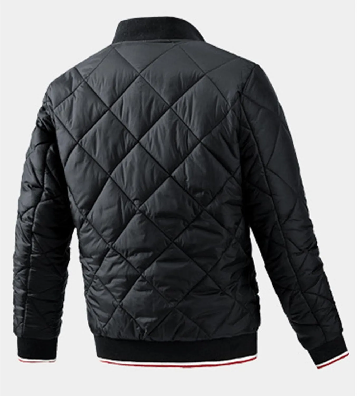 Mens Diamond Quilted Jacket Cotton Sportwear Full Zipper Bomber Coats Lightweight Padded Windbreaker Jackets