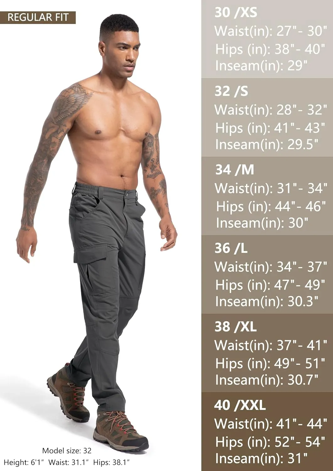 Men's Lightweight Hiking Cargo Work Pants Quick Dry Water Resistant Fishing Travel Climbing Outdoor Stretch Pants
