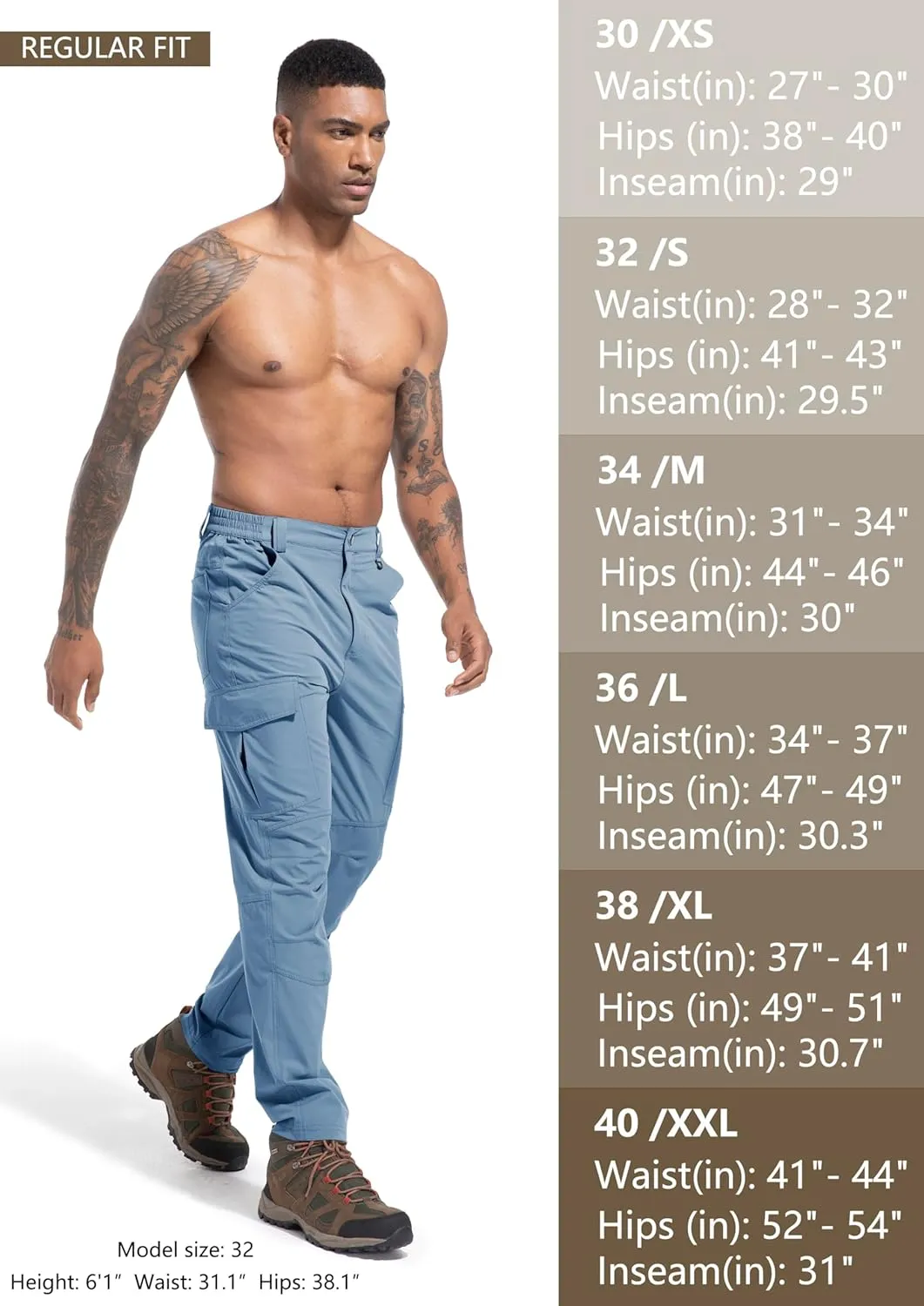 Men's Lightweight Hiking Cargo Work Pants Quick Dry Water Resistant Fishing Travel Climbing Outdoor Stretch Pants