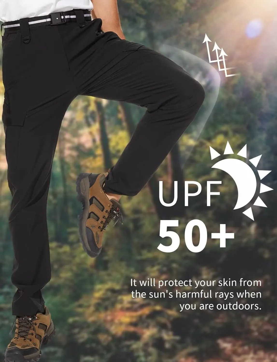 Men's Outdoor Hiking Pants, Quick Dry,Waterproof,Lightweight Fit Cargo Work & Fishing Pants with 6 Pockets and Belt
