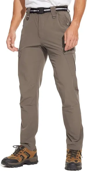 Men's Outdoor Hiking Pants, Quick Dry,Waterproof,Lightweight Fit Cargo Work & Fishing Pants with 6 Pockets and Belt