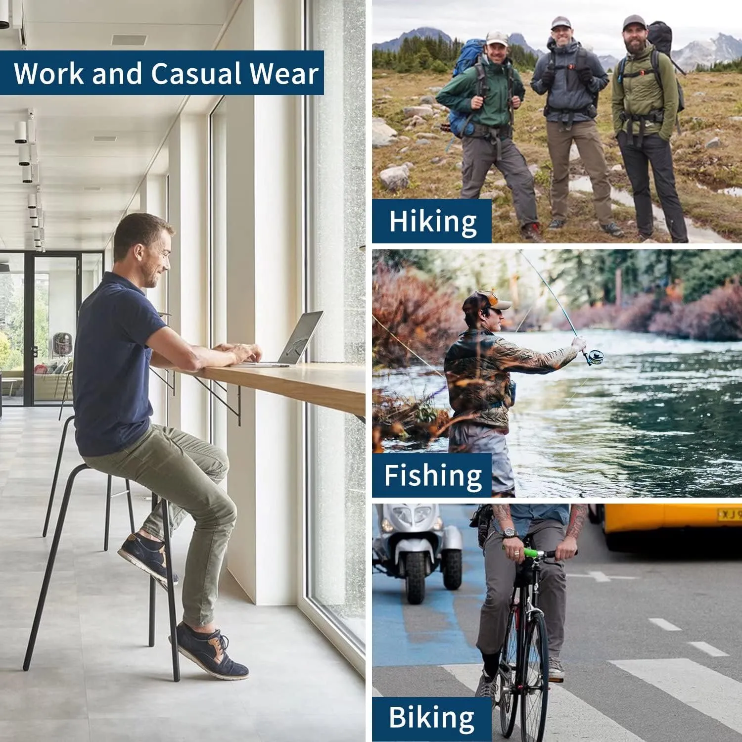 Men's Outdoor Hiking Pants, Quick Dry,Waterproof,Lightweight Fit Cargo Work & Fishing Pants with 6 Pockets and Belt