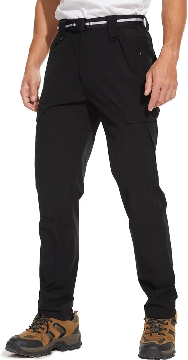 Men's Outdoor Hiking Pants, Quick Dry,Waterproof,Lightweight Fit Cargo Work & Fishing Pants with 6 Pockets and Belt