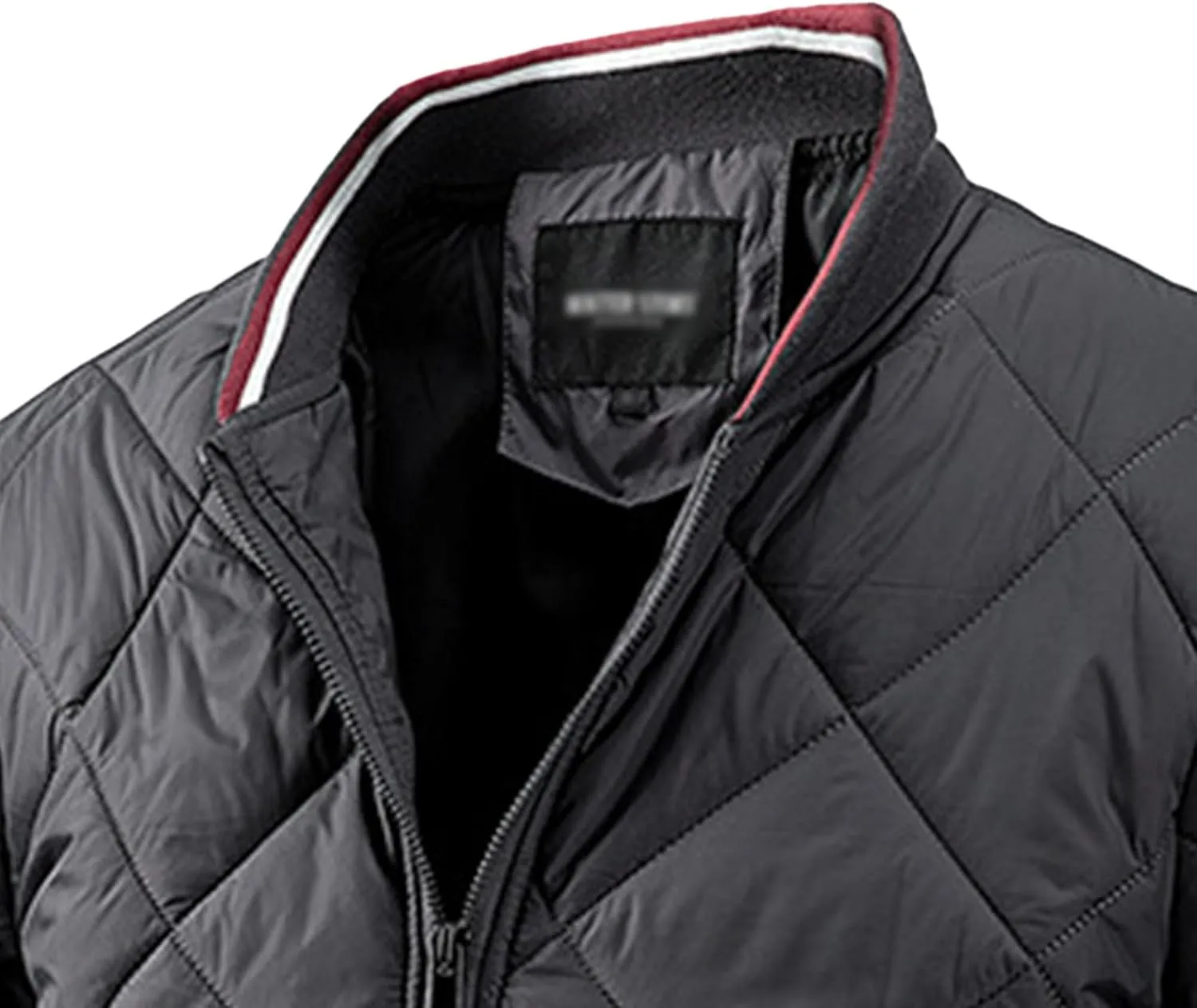 Men's Zip Up Diamond Bomber Jackets Lightweight Casual Cotton Quilted Jacket Warm Padded Coat with Zipper Pocket