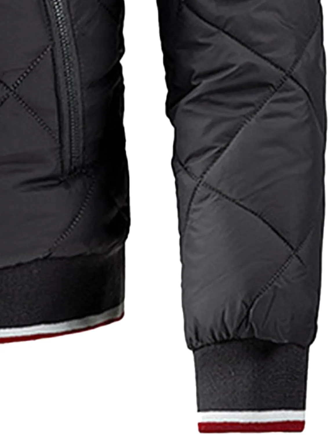 Men's Zip Up Diamond Bomber Jackets Lightweight Casual Cotton Quilted Jacket Warm Padded Coat with Zipper Pocket