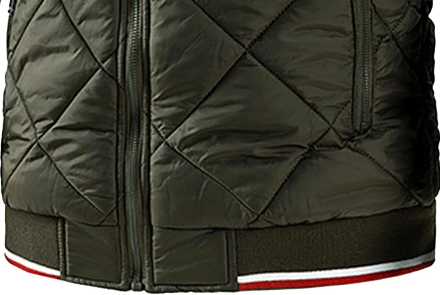 Men's Zip Up Diamond Bomber Jackets Lightweight Casual Cotton Quilted Jacket Warm Padded Coat with Zipper Pocket