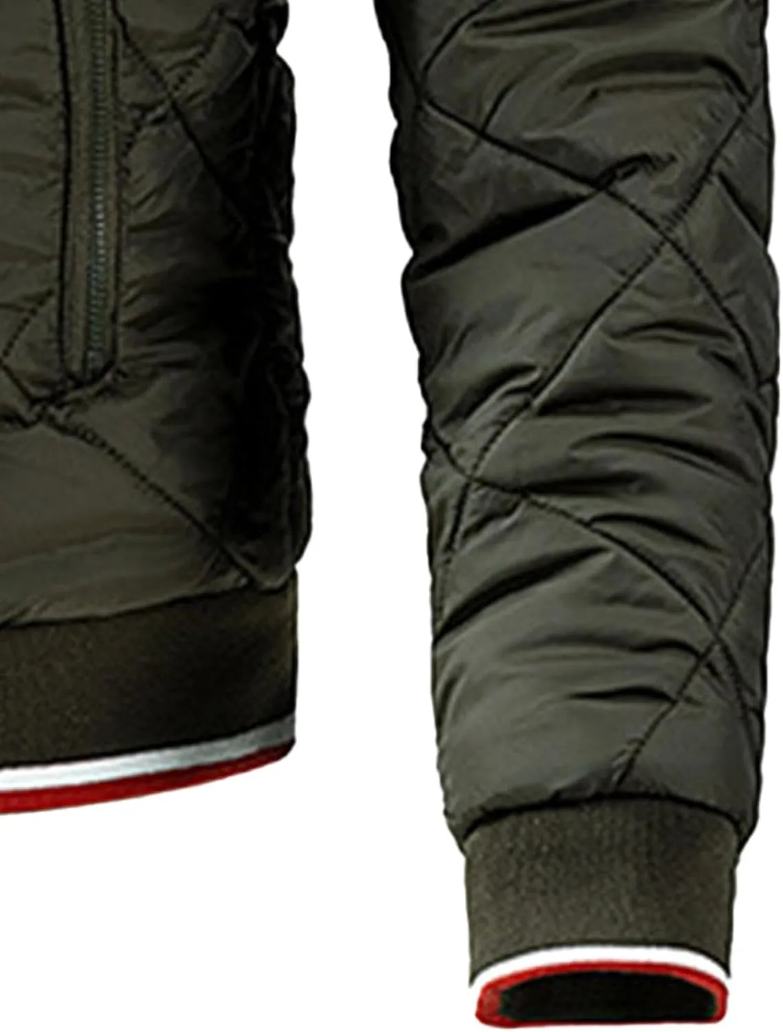 Men's Zip Up Diamond Bomber Jackets Lightweight Casual Cotton Quilted Jacket Warm Padded Coat with Zipper Pocket
