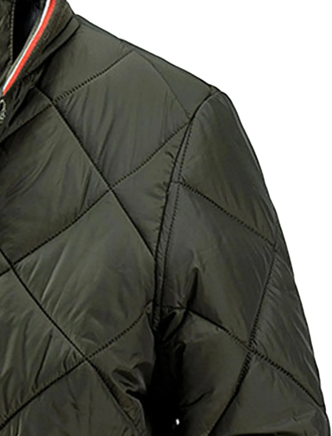 Men's Zip Up Diamond Bomber Jackets Lightweight Casual Cotton Quilted Jacket Warm Padded Coat with Zipper Pocket