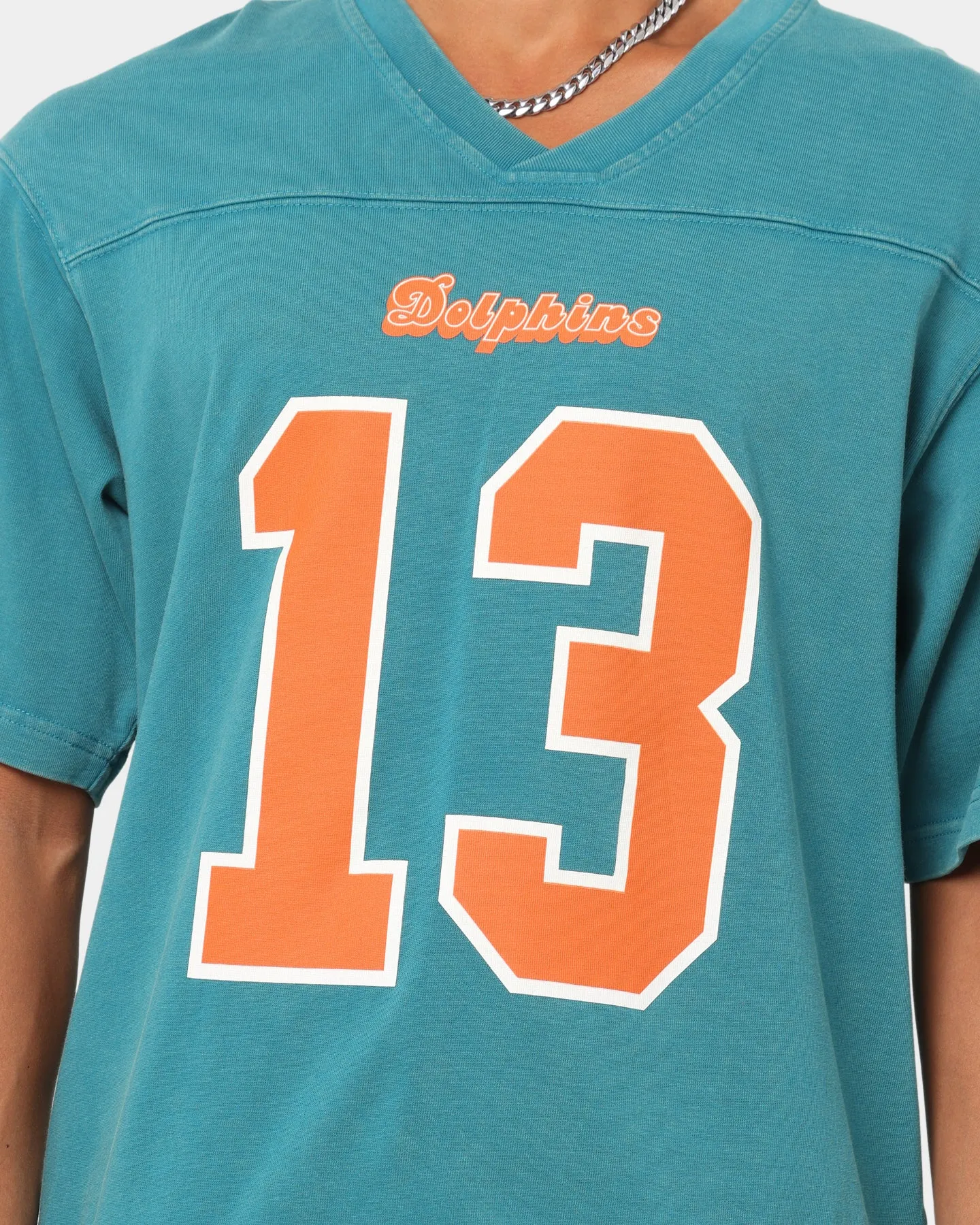 Mitchell Miami Dolphins Off Field Helmet Vintage T-Shirt Faded Teal