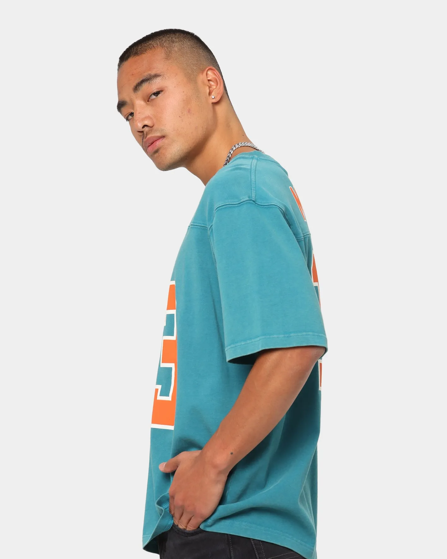 Mitchell Miami Dolphins Off Field Helmet Vintage T-Shirt Faded Teal