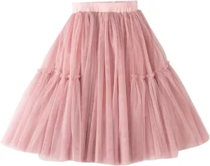 Moonker Little Child Girls Long Skirt Girls Tiered Ruffle Maxi Skirts Girls Soft Skirt Party Girl Skirt Easter
